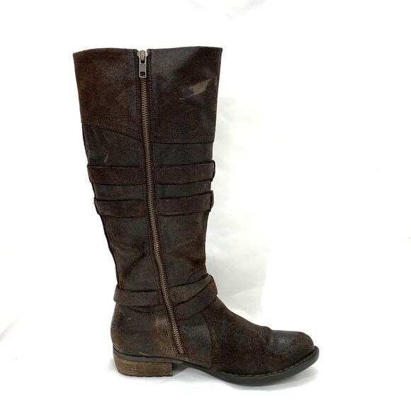 Born Women 8 M Boots Suede Knee High - Low Heel Riding Boots Dark Brown D70723 - Picture 4 of 16